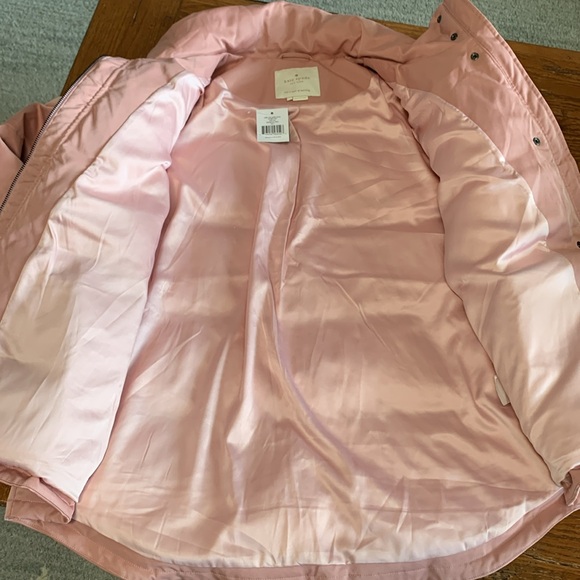 Kate Spade Ruffle Yoke Puffer Jacket Women’s Pink Peony Down NWT Size Large - Picture 9 of 16